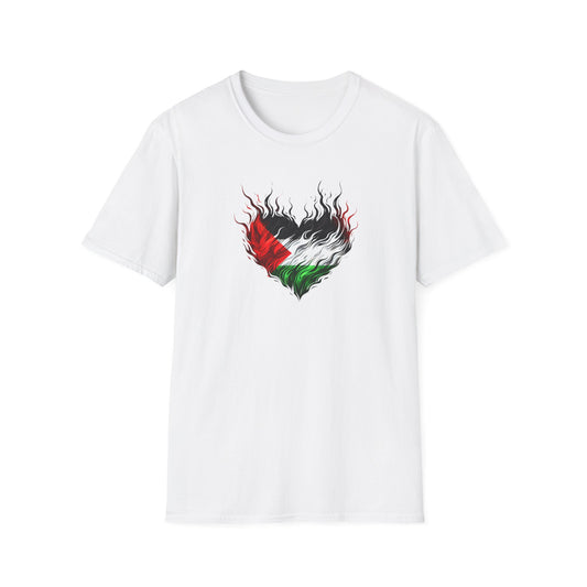 Unisex Softstyle T-Shirt - Flaming heart for Palestine